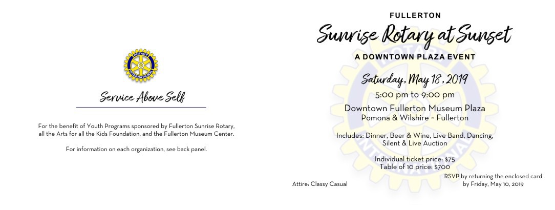 Fullerton Sunrise Rotary - Sunrise Invite In